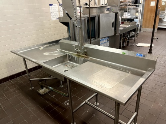 Stainless Steel L Shaped Dishwasher Table w/ Wash Station