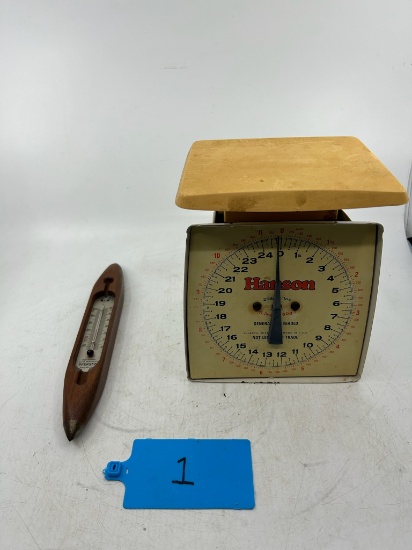 Vintage Hanson 15lb Portion Scale and Vintage German Thermometer SWP