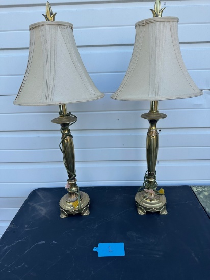 Lot of 2 Brass Matching Lamps