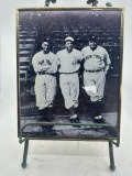 Vintage Framed Black and White Photo of Baseball Players