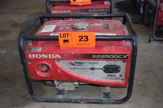 HONDA EP2500CX 2,500W GAS POWERED GENERATOR WITH 120V/1PH/60HZ, S/N: N/A
