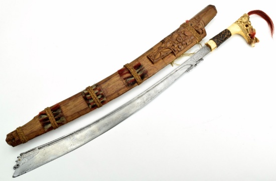 Good 19th C. Indonesian JIMPUL Sword ~ Sarawak, Borneo Dayak Headhunters ~ Nicely Carved Grip