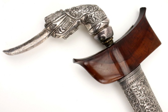 Beautiful Malaysian KERIS Dagger ~ Pattani, Thailand ~ Fine Silver Mounts ~ Rare Damascus Pattern ~