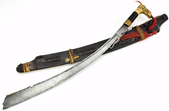 Very Good 19th C. Indonesian PARANG JIMPUL Sword ~ Dayak Headhunters Tribe ~ Sarawak or Borneo Islan