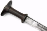 Good 19th-early 20th African Ethiopian GURADE Curved Sword ~ Well Engraved Blade ~ Silver Coin Pomme