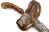 Very Nice Silver & Diamonds Mounted Indonesian Java KERIS Dagger ~ Damascus Steel Blade ~ First Half