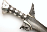 Rare 19th C. Philippine Moro Datu's KRIS Sword ~ Twist-Core Damascus Blade ~ Silver Mounts.