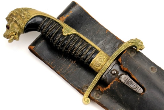 Imperial German WW I Officer's Fighting Dagger Dirk made from a Lion-Head Sword.