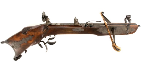 Exquisite Presentation 1878 German Crossbow with Chiseled Steel Mounts ~ Shooting Award to URFAHR L.