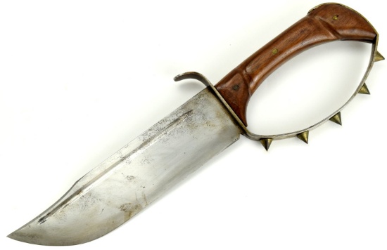 Massive WW I to WW II American Fighting Bowie Knife with Vicious Breast Knuckle Guard