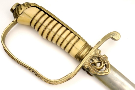 Scarce Ottoman Turkish Army Officer's Sword ~ Maker Name on the Spine, 19th C. to WW I.