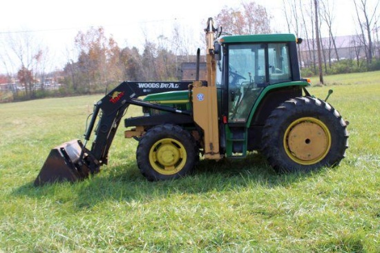 JOHN DEERE 6410 LOADER TRACTOR W/ SIDE BOOM MOWER