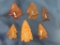Lot of 5 Nice Jasper Points, Isle of Que Site Snyder Co., PA Ex: Straub, Longest 2