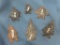 Lot of 6 Fine Chert Bifurcare Arrowheads, Isle of Que Site Snyder Co., PA Ex: Straub, Longest 1 5/8