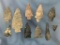Lot of 10 Arrowheads (Quartzite and Chert)- Berks County PA