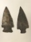 Pair of Black Chert Archaic Points- Catawissa Bank Site-Columbia Co., PA, Longest 2 3/4