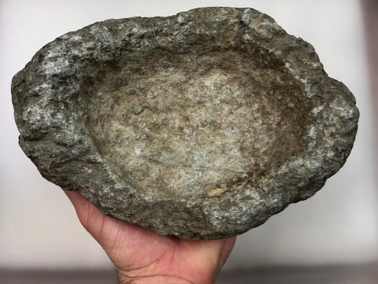 9" x 5 3/4" Soapstone Steatite Bowl- Long Level, York Co., PA Ex: Neiswander
