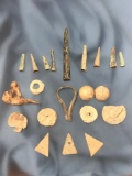 Lot of 21 Contact Period Trade Artifacts- Brass Triangles, Strickler Site Lanc. Co., PA