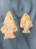 Pair of Rhyolite Transitional Points, Isle of Que Site Snyder Co., PA Ex: Straub, Longest 2 9/16