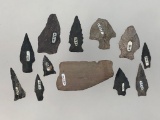 Lot of 10 Various Arrowheads Bannerstone, Rupert-Streaters Site Columbia Co., PA Ex: Straub, Longest