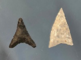 Pair of Fine Triangles- Quartz Crystalline, Chert- NJ and PA Ex: Straub, Longest 1 1/2