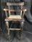1880's-1900 Black Highchair w/Original Paint and Cane Seat, Heavy wear from childs feet!, 33 1/2