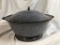 Rare Vintage Graniteware Dark Blue+White Enamelware Bread Dough Rising Pan Bowl w/ Lid 17 1/2
