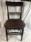 Antique 1800-1900's Chair with Rush Seat + Painted Back Slat Stenciled, 35