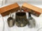 Old Wooden Finger Joint Cheese Boxes + Metal and Wooden Scoops VINTAGE