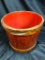 Wooden Stave Finger Jointed Bucket w/Original Red Interior
