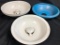 Set of 3- White and Blue Porcelin Drain Bowls