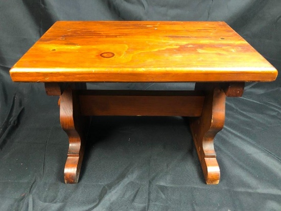 Handmade Small Trestle Table Date 1978, 12.5" Tall, 17" x 11"