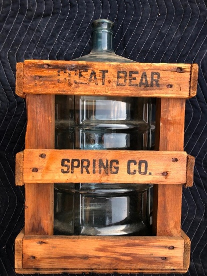 Great Bear Spring Co. Crate w/Plastic Labeled Bottle, Crate-14/12" Tall
