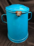 Large Blue Graniteware Pail w/Lid, Latch and Handle, 16 1/2
