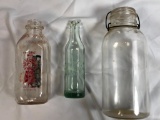 LOT- Large Ball Jar w/Glass Lid and Wire Bail, Milk Bottle-Hanover PA, H.A. Bortner