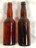 Two Antique Beer Bottles- J.C. Helb Bottleing Works, Yorlk, PA 1904-1910, Red Amber