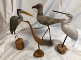 4 Carved Shore Birds, Tallest 15