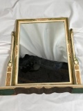 Antique White-Gold-Green Stand Up Table Swing Mirror, 17