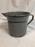 Antique Grey Speckled Granitware 7inch w/ Pour Spout