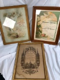 1910-1928 Certificats of Baptisms w/Original Frames x3 Lot