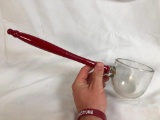 Vintage Glass Dipper w/ Wood Handle, Apothecary Ladel Dipper w/ Red Handle- RARE
