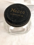Antique Necco Candies Jar, Original Lid, Glass Candy Drug Store Country Display
