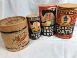3 Vintage Quaker Oats Containers + Becks Dair Select Ice Cream, York, PA Container