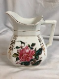 Bridgewood & Son Porcelian Opaque 8 Pitcher, Floral, 1930's w/Scripted Personalied Name 