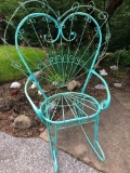 Vintage Salterini Peacock Twisted Wire Chair, Original Aqua Blue Paint, Mid Century Modern NICE