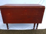 Gateleg Table, Original Red Paint SOLID, Late 1800's UNABLE TO SHIP