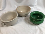 LOT Antique Green Potter Spitoon, 10