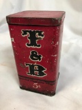 Rare Vintage T & B Tobacco Tin, Imported Lumatra Wrap, Long Filler, WM Teage and Co. Ohio, Graphics