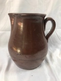 Antique 19th C. Brown Salt Glazed Stoneware Potter Pitcher, 8