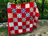 Hand-Stitched Quilt, Circa Early 1900's Red, White, Blue w/Pattern, York, PA, PA Dutch? 68